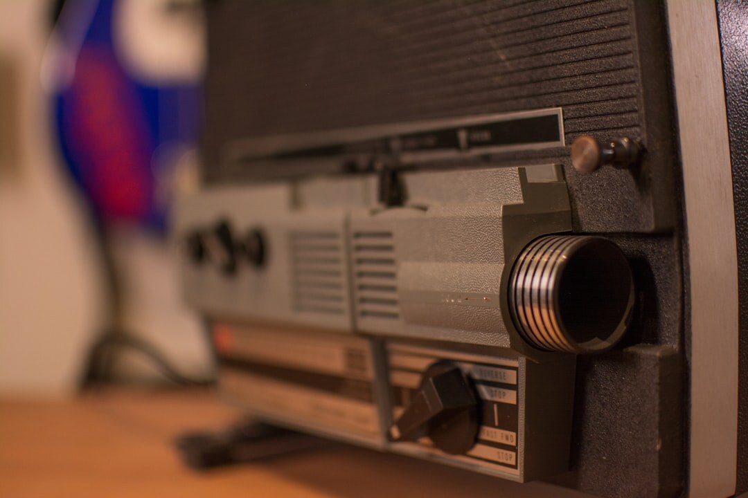 Close-up of a vintage analogue television broadcast camera